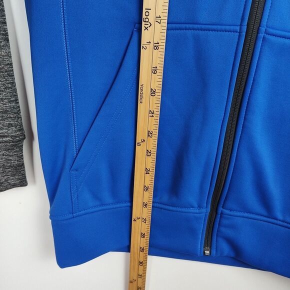 Adidas Full-Zip Hooded Sweatshirt Men's Size Medium Royal Blue Long Gray Sleeves - Picture 5 of 8